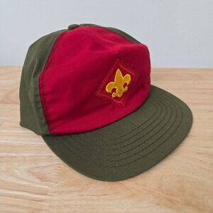 Vintage BSA Scout Cap Hat Webelos Kids Teens Green 1980s USA Boy Scouts Official